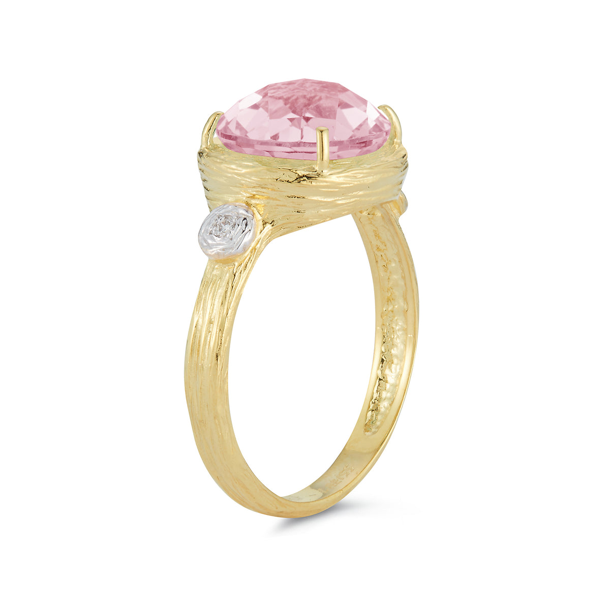 14K-Y ROSE QUARTZ COCKTAIL RING, 0.03CT