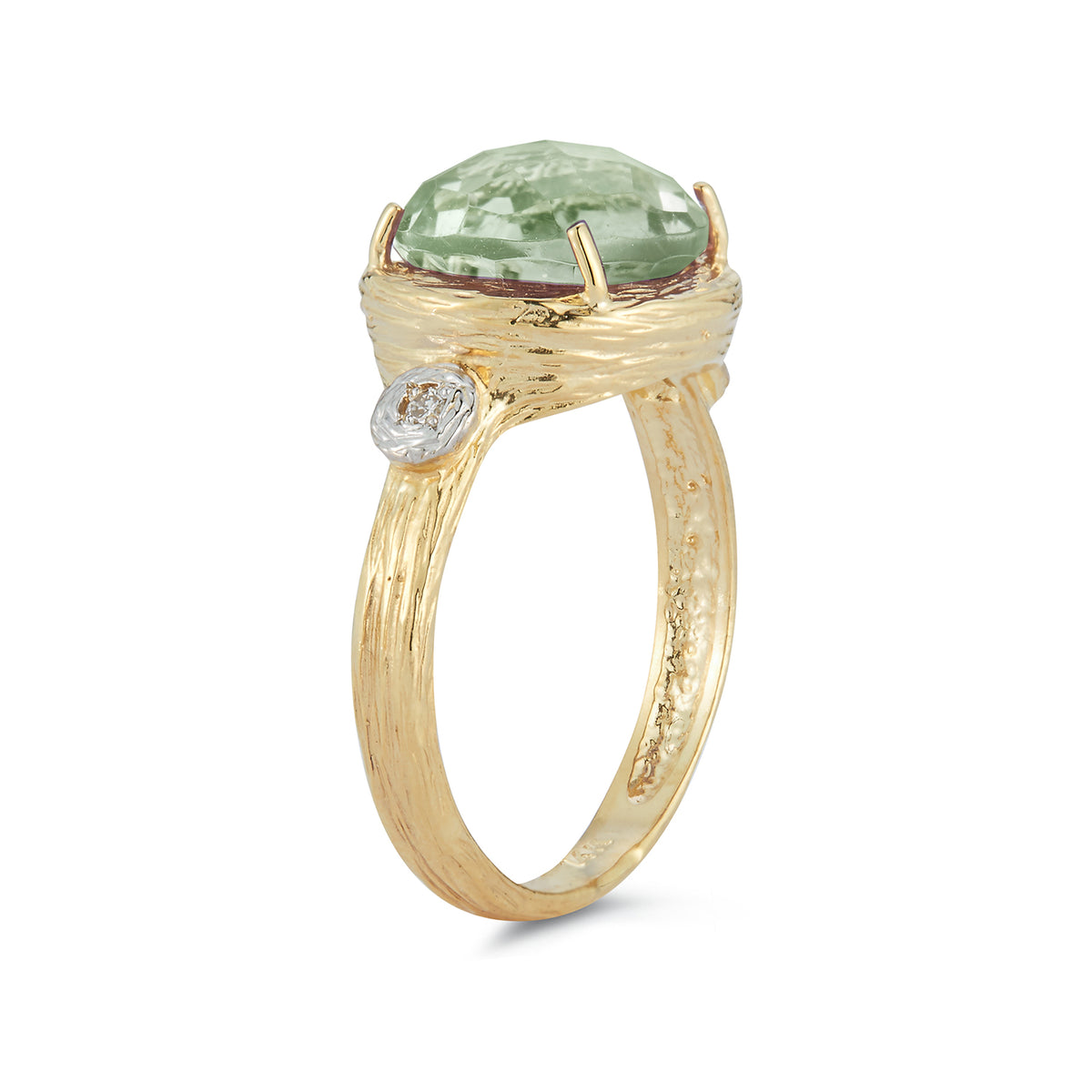14K-Y GREEN AMETHYST COCKTAIL RING, 0.03CT