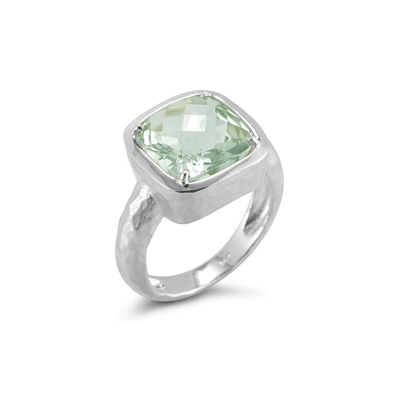 Yes, Please! Womens Lab Created Green Emerald Sterling Silver Cushion Halo  Side Stone Cocktail Ring - JCPenney
