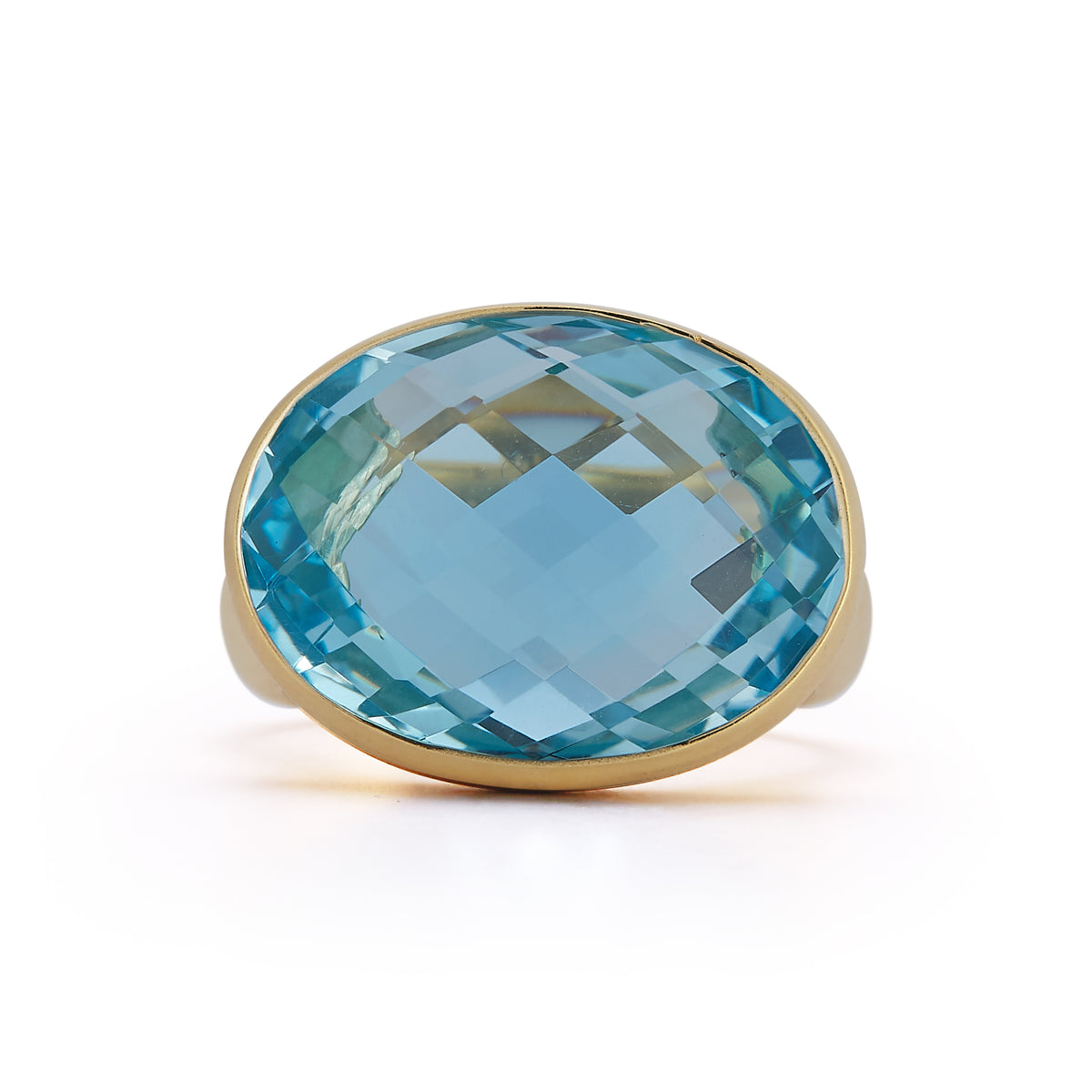 14K-Y BLUE TOPAZ COCKTAIL RING
