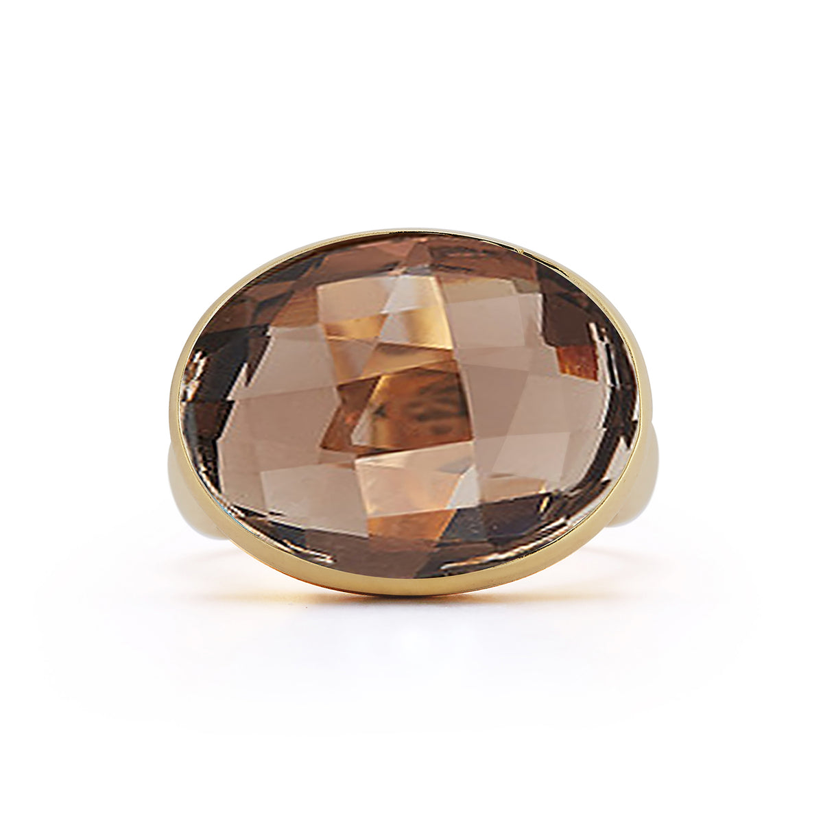 14K-Y SMOKEY TOPAZ COCKTAIL RING